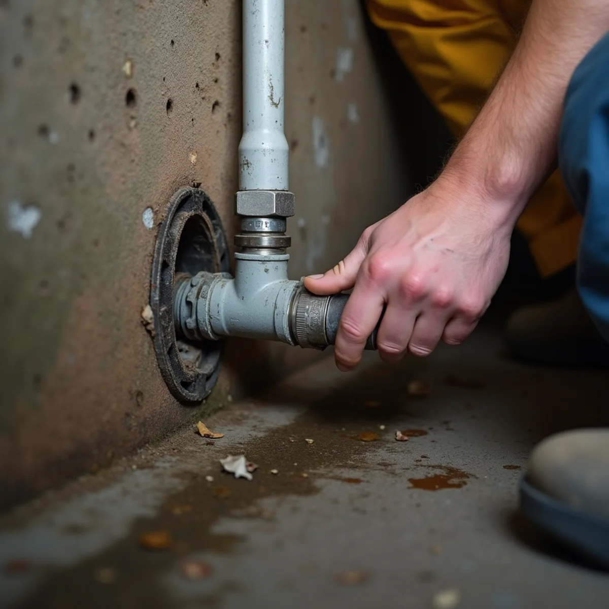 Old lead water service line entering the basement of an older Westfield, NJ home